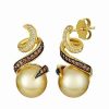 Earrings * | Le Vian Chocolatier 14K Honey Gold 0.32 Ct. Tw. Diamond 9-10Mm Pearl Earrings Women