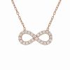 Necklaces * | Amorium 18K Rose Gold Plated Silver Cz Infinity Necklace Women