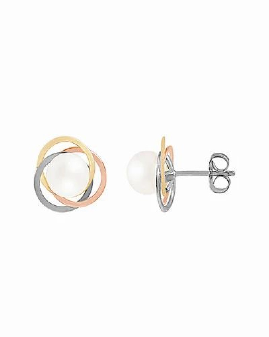 Earrings * | Splendid Pearls 14K Tri-Color 6.5-7Mm Akoya Pearl Earrings Women