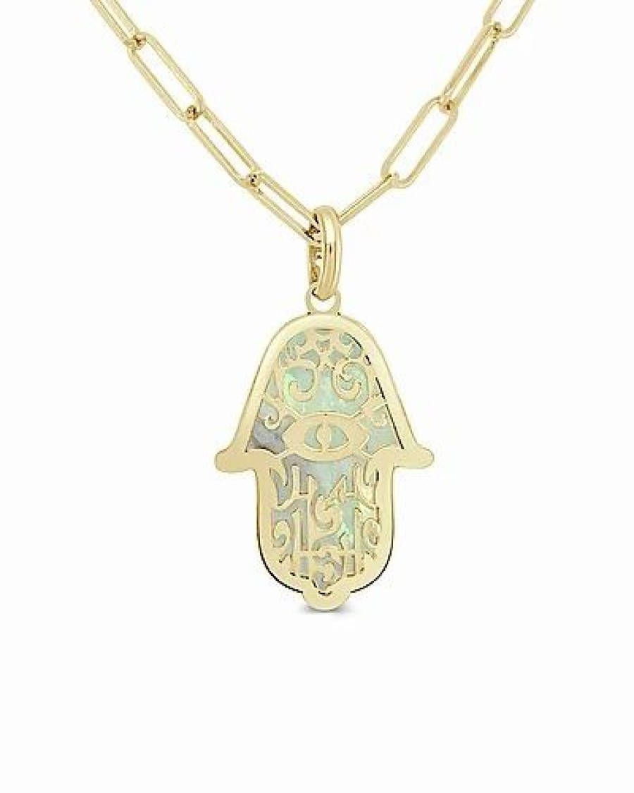 Necklaces * | Sabrina Designs 14K Mother-Of-Pearl Hamsa Pendant Women