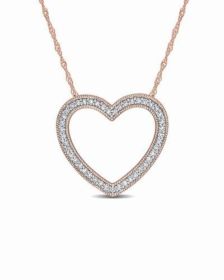 Necklaces * | Rina Limor 14K Rose Gold 0.23 Ct. Tw. Diamond Heart Necklace Women