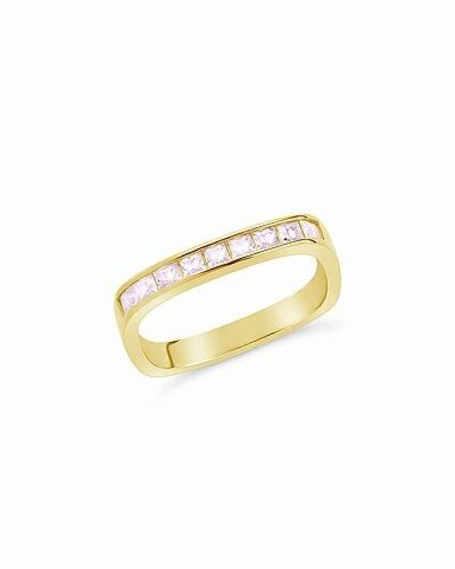 Rings * | Sterling Forever 14K Over Silver Cz Rectangular Ring Women