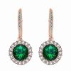 Earrings * | Genevive 14K Rose Gold Vermeil 6 Ct. Tw. Emerald & Cz Drop Earrings Women