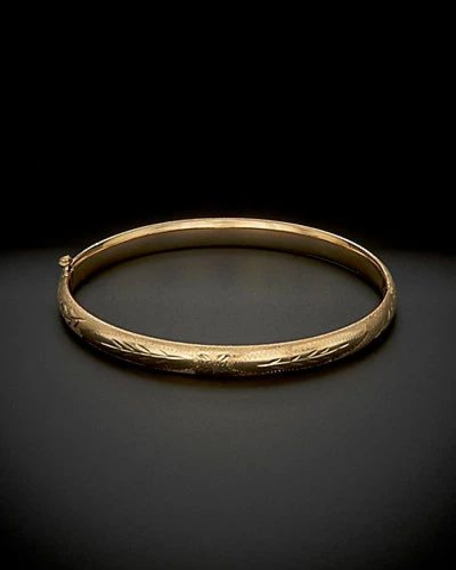 Bracelets * | 14K Italian Gold Textured Baby Bracelet Women