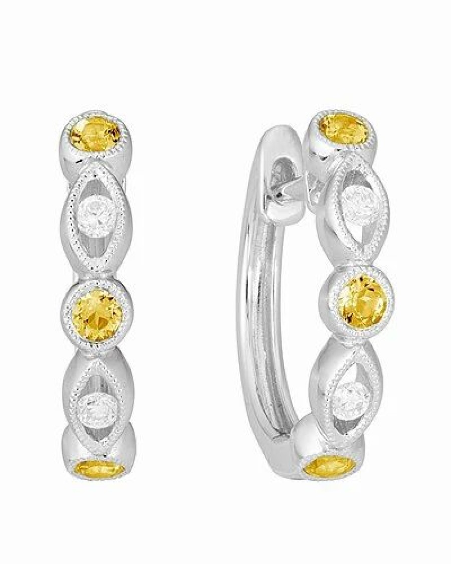 Earrings * | Diamond Select Cuts 14K 0.27 Ct. Tw. Diamond & Citrine Earrings Women