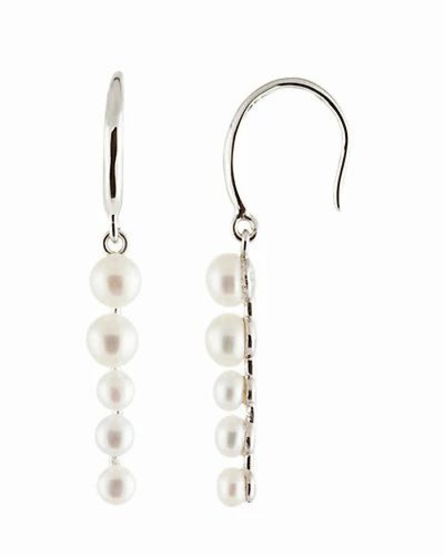 Earrings * | Splendid Pearls Ver 3-5Mm Cultured Freshwater Pearl Graduated Drop Earrings Women