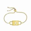 Bracelets * | Sterling Forever 14K Plated Cz Double Padlock Bolo Bracelet Women