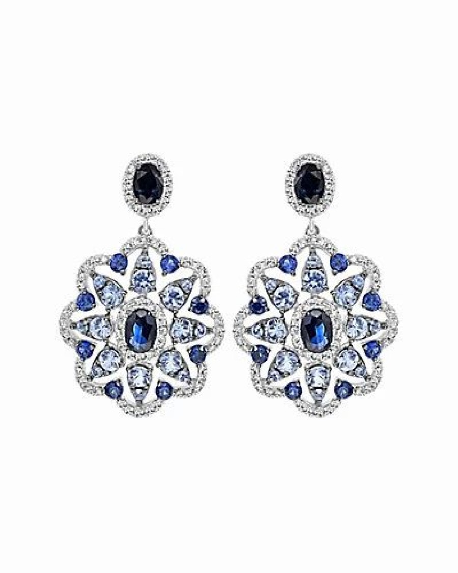 Earrings * | Diana M. Fine Jewelry 14K 2.85 Ct. Tw. Diamond & Sapphire Earrings Women