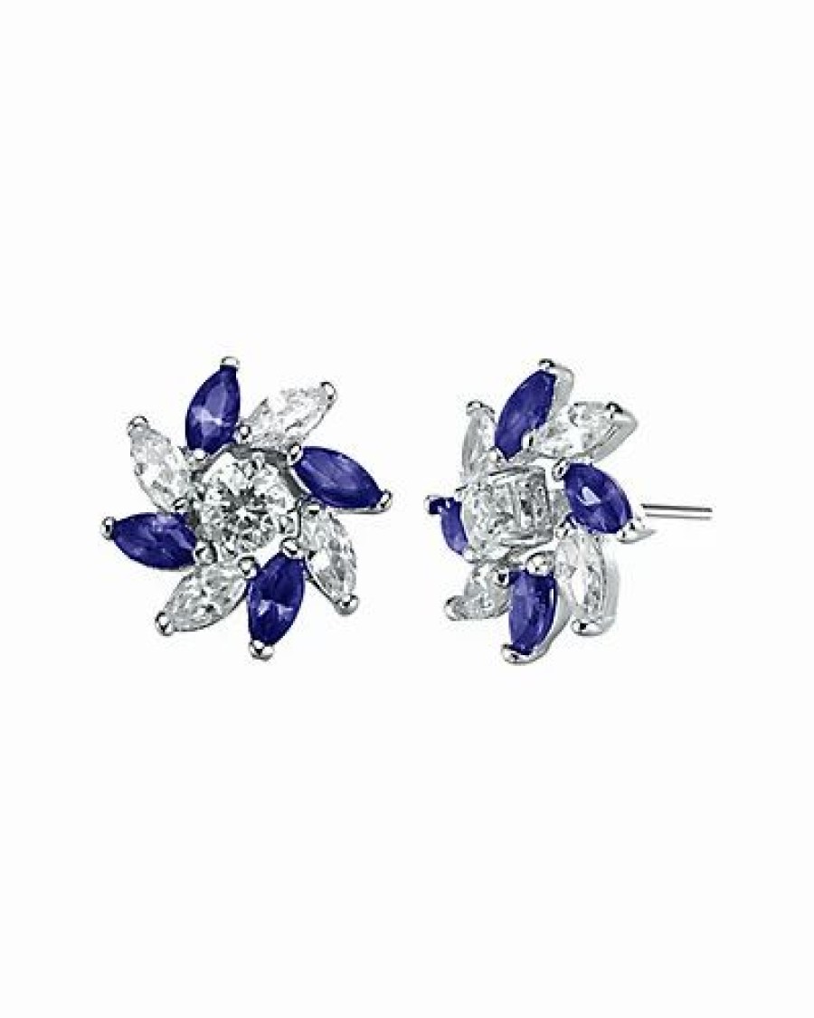 Earrings * | Genevive Silver Cz Studs Women