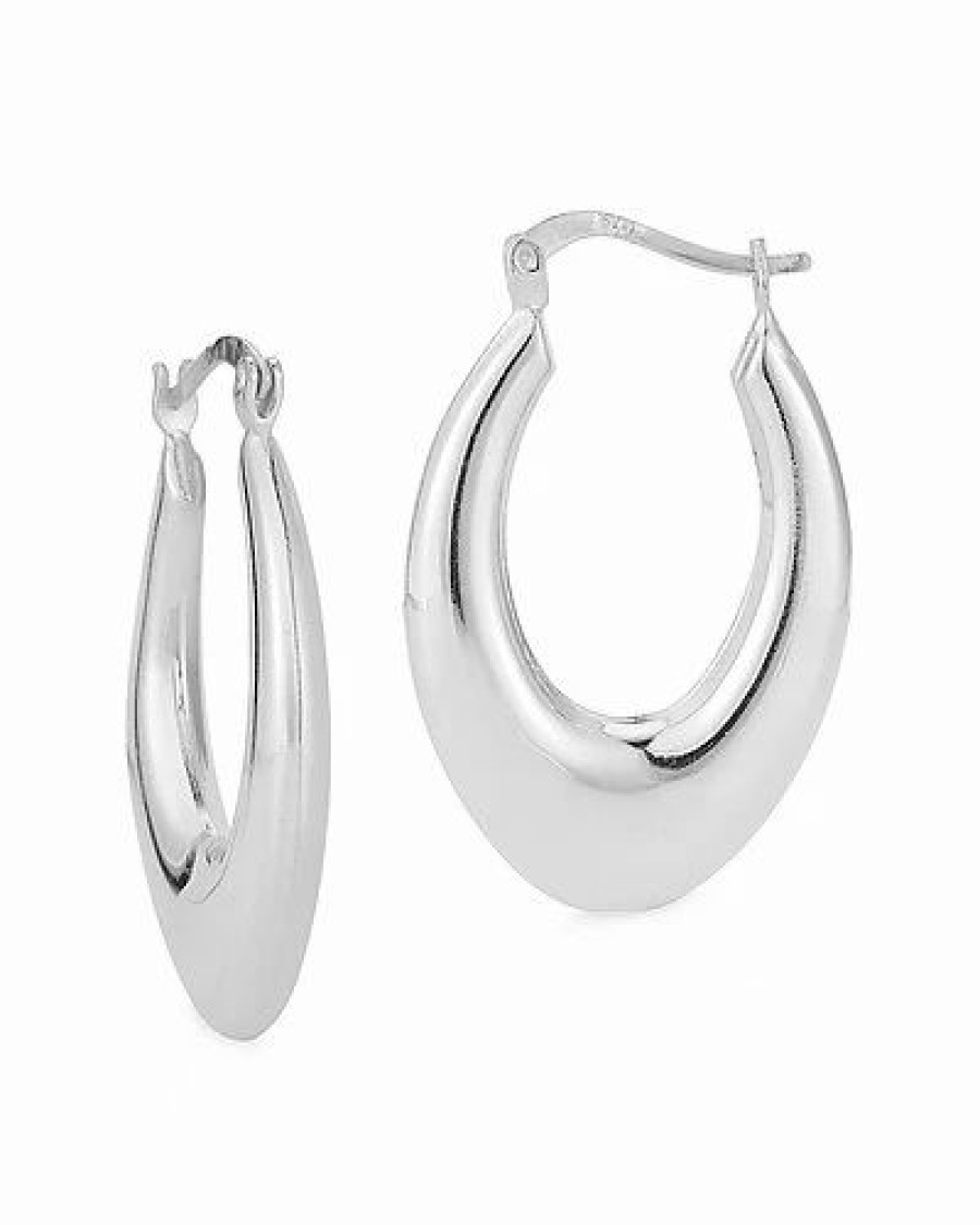 Earrings * | Chloe And Madison And Madison Silver Polished Graduated Hoops Women