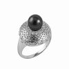 Rings * | Splendid Pearls Rhodium Plated 8-8.5Mm Pearl Cz Ring Women