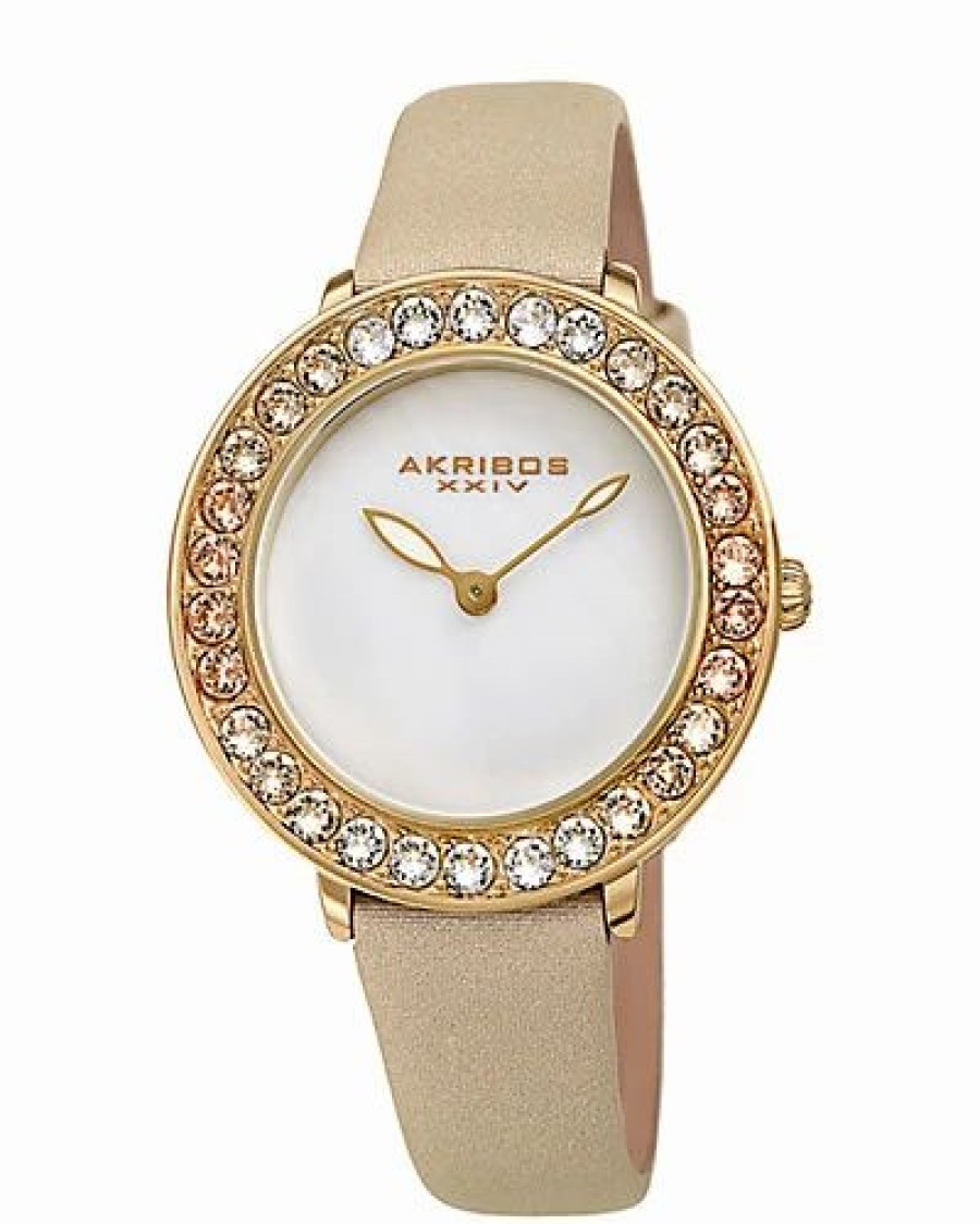 Watches * | Akribos Xxiv Women'S Satin Over Leather Watch