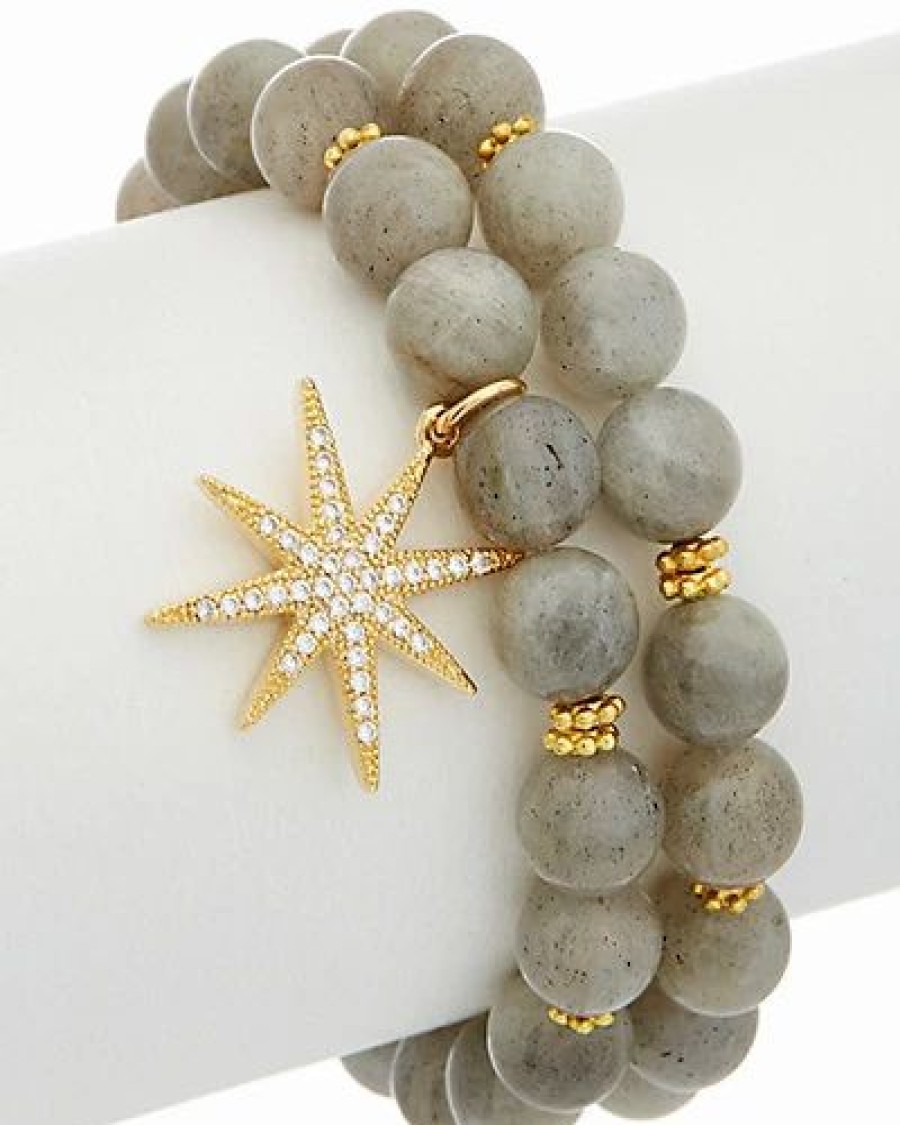 Bracelets * | Rachel Reinhardt 14K Plated Star Stretch Bracelet Women