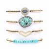 Bracelets * | Eye Candy La 24K Cz Gold Beaded Natural Turquoise Stone Bracelet Women