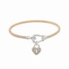 Bracelets * | Meshmerise 18K Vermeil 0.20 Ct. Tw. Diamond Heart Charm Bangle Bracelet Women Yellow Gold