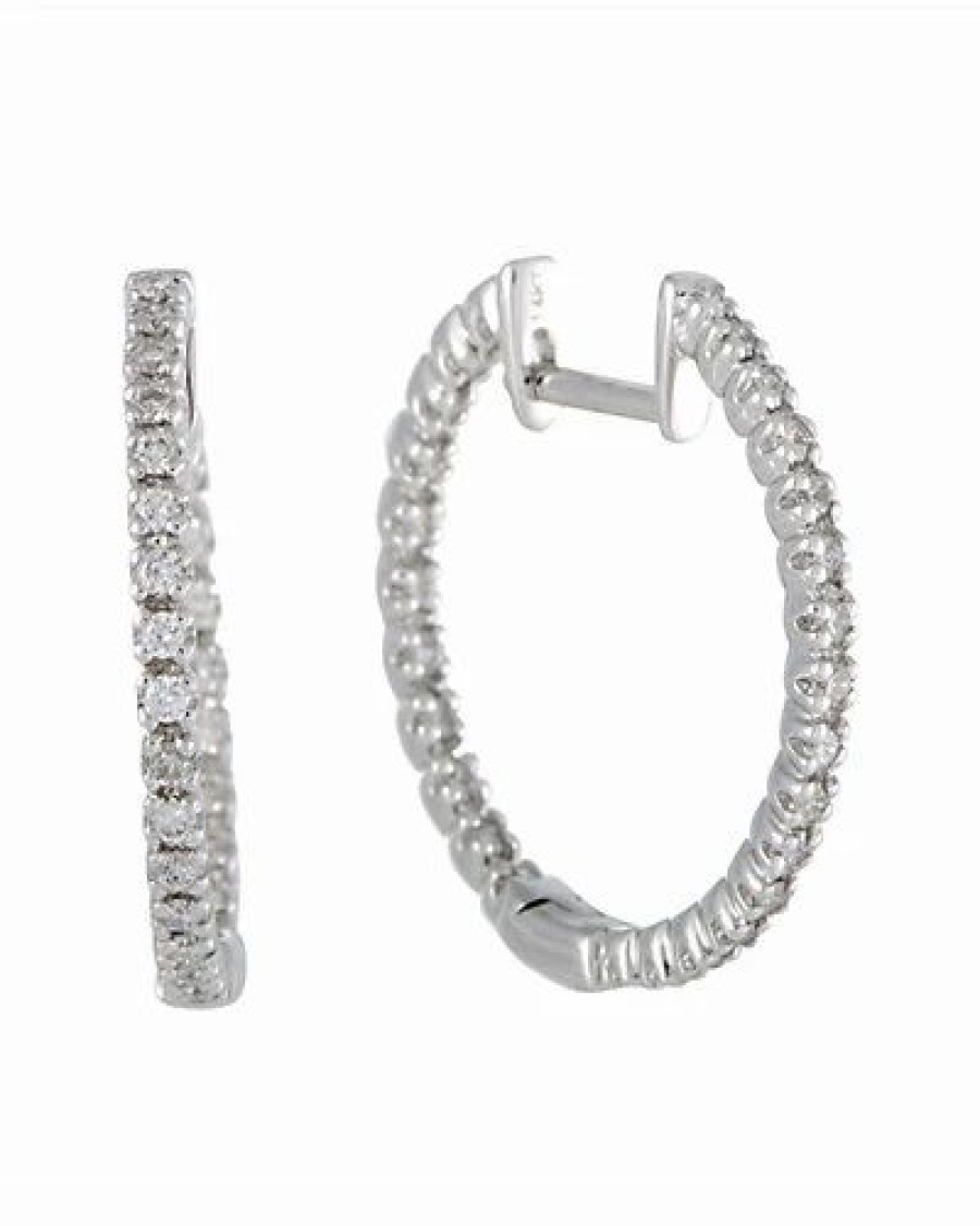 Earrings * | Diamond Select Cuts 14K 0.42 Ct. Tw. Diamond Hoops Women