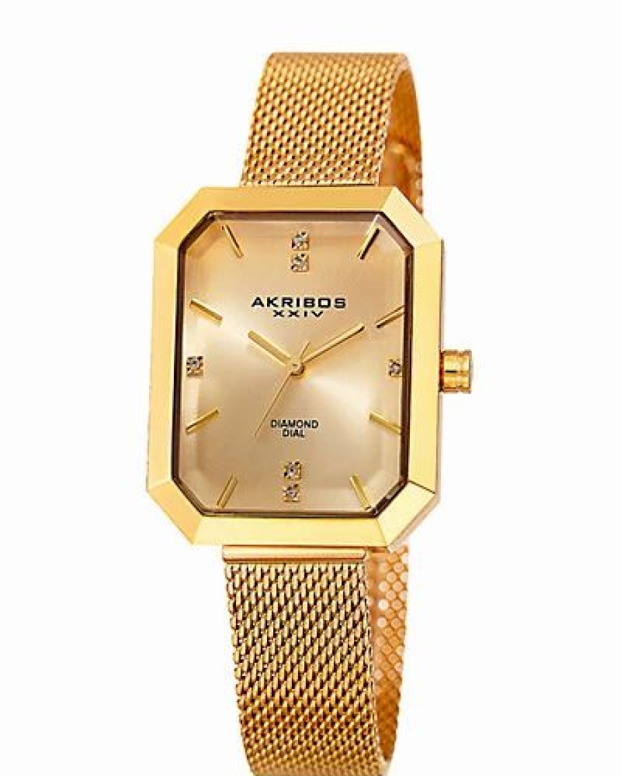 Watches * | Akribos Xxiv Women'S Stainless Steel Diamond Watch