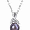 Necklaces * | Rina Limor Silver Diamond 7.5-8Mm Pearl Pendant Necklace Women