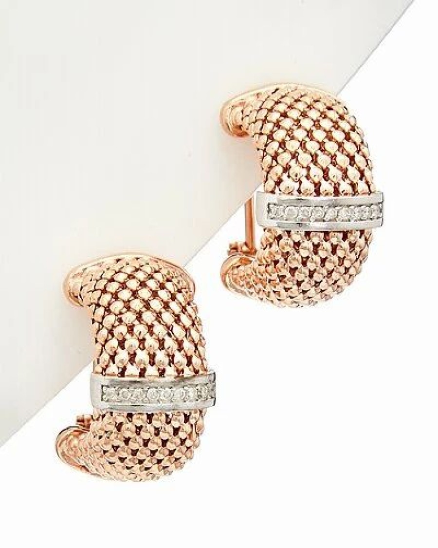 Earrings * | Meshmerise 18K Over Silver Diamond Clip Earrings Women Rose Gold Yellow Gold