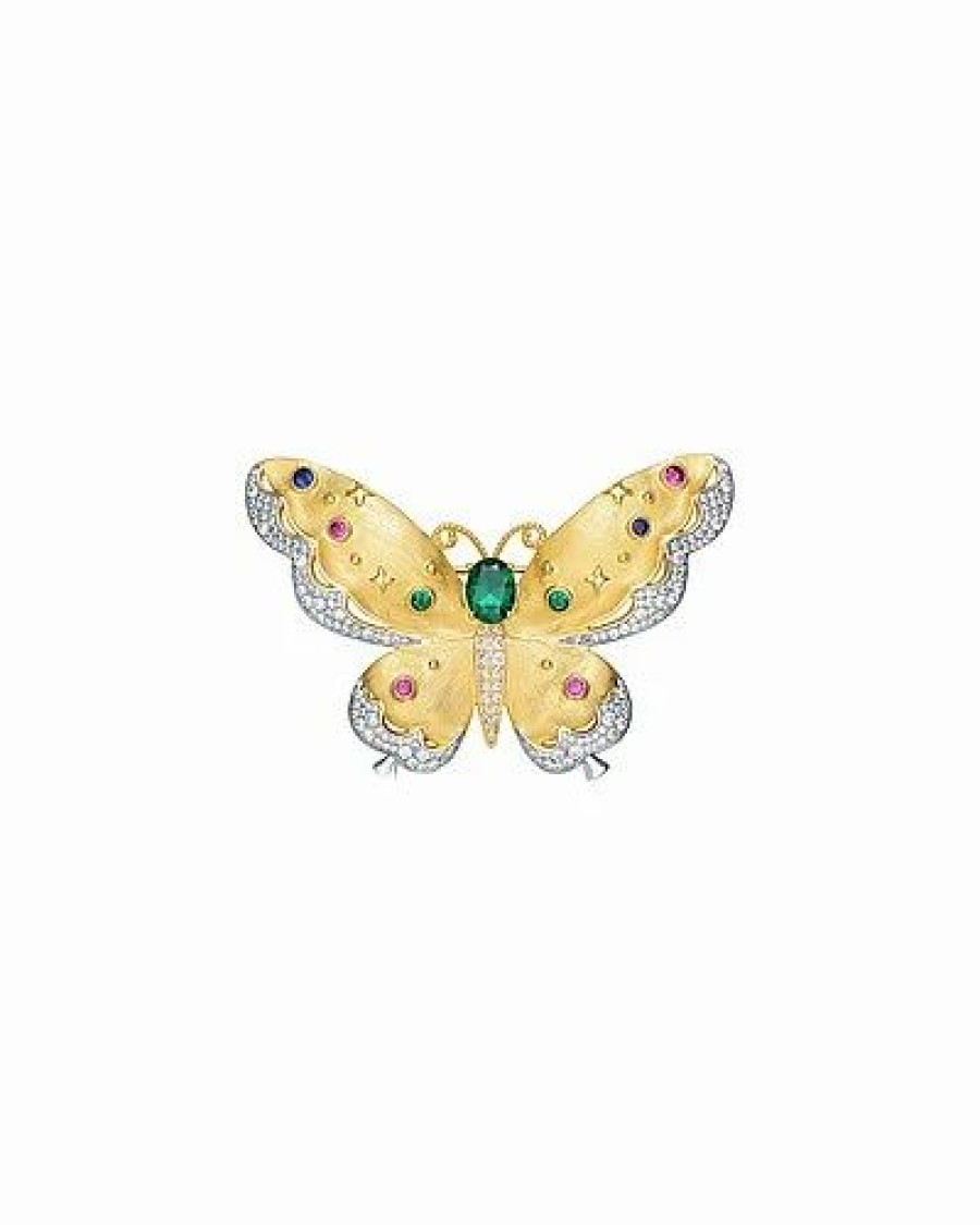 Pins * | Rachel Glauber Two-Tone Plated Cz Pin Women