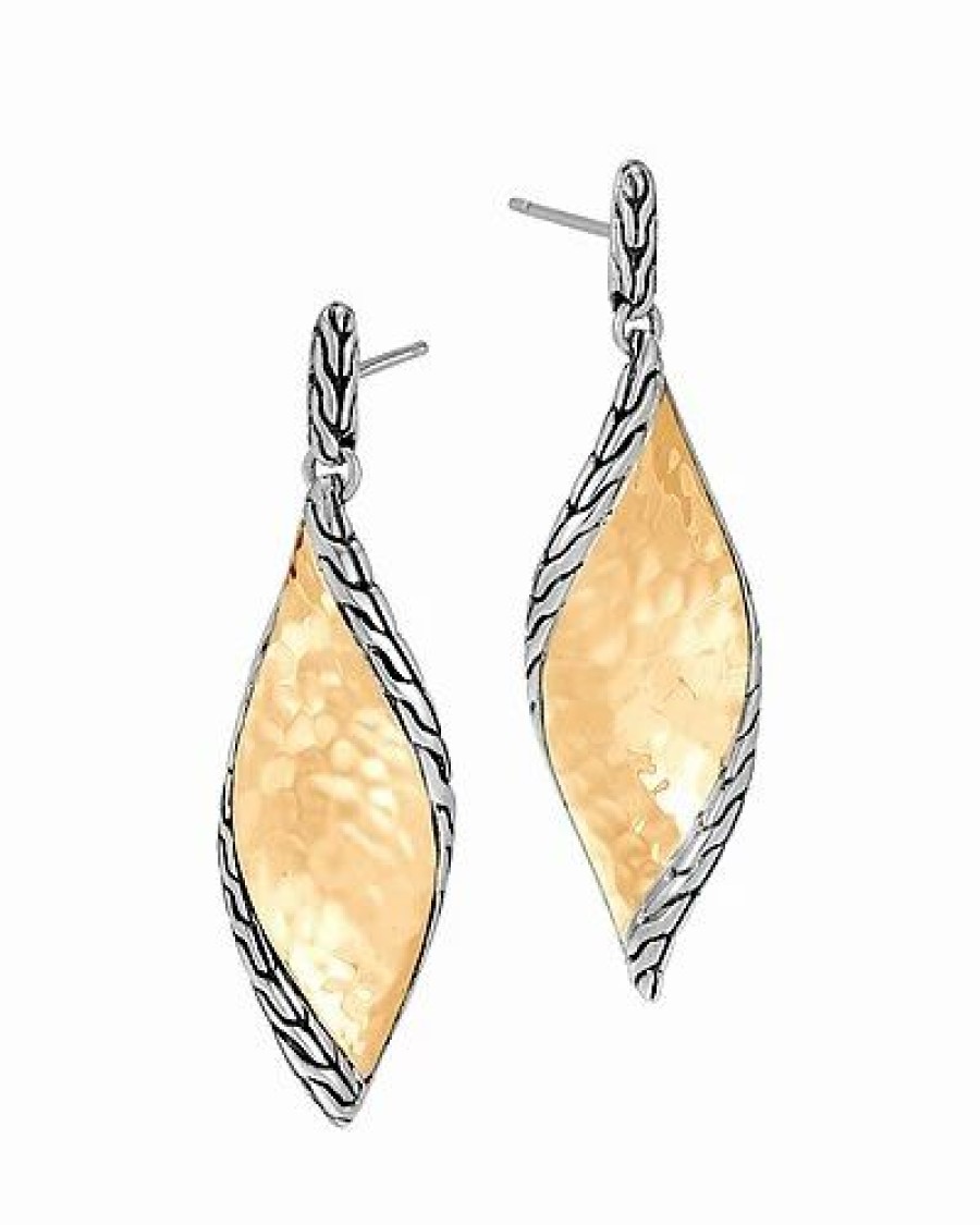 Earrings * | John Hardy Classic Chain 18K Over Silver Wave Hammered Earrings Women