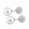 Earrings * | Splendid Pearls Ver 10-14Mm Shell Pearl & Cz Earrings Women