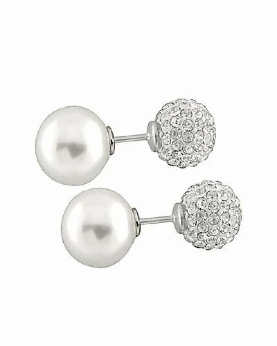 Earrings * | Splendid Pearls Ver 10-14Mm Shell Pearl & Cz Earrings Women