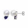 Earrings * | Rina Limor Silver 1.34 Ct. Tw. Sapphire 8-9Mm Pearl Studs Women