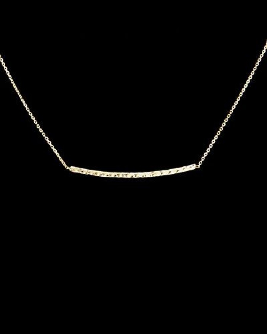 Necklaces * | 14K Italian Gold Bar Necklace Women