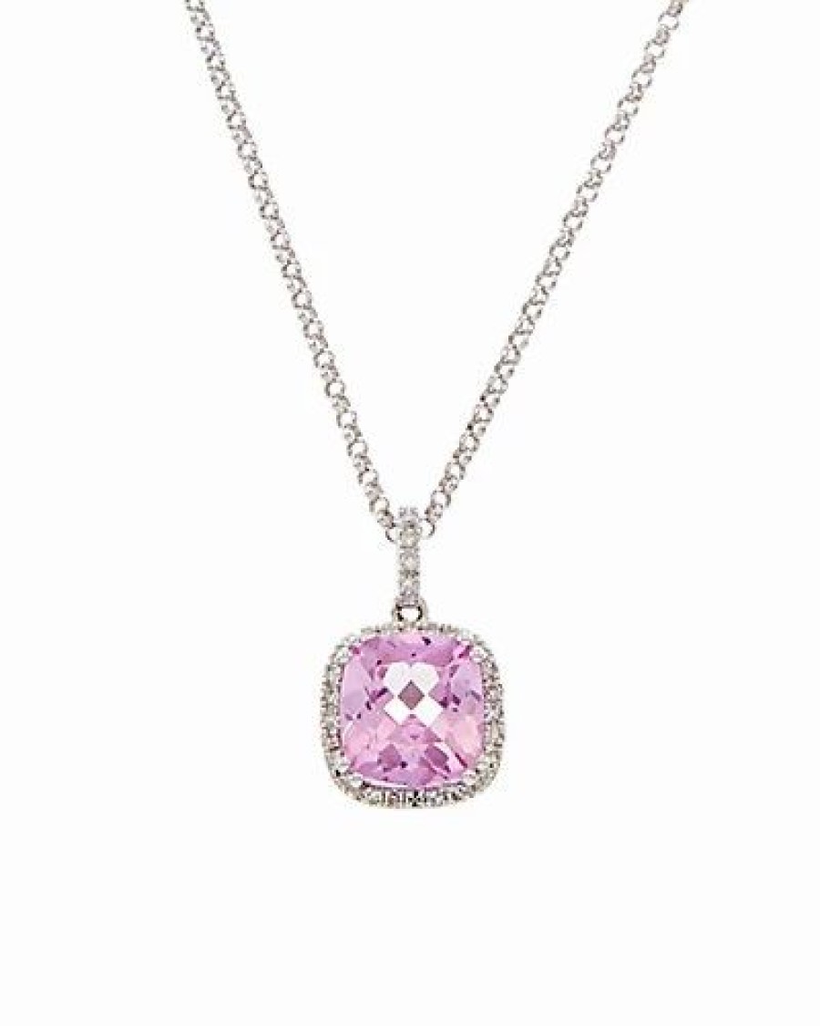 Pins * | Diana M. Fine Jewelry 14K 2.18 Ct. Tw. Diamond & Topaz Necklace Women