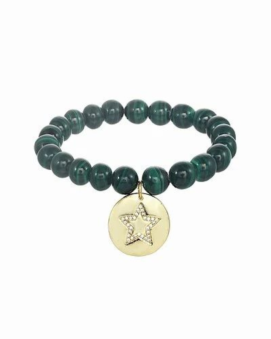 Bracelets * | Rachel Reinhardt Malachite Cz Star Medallion Bracelet Women