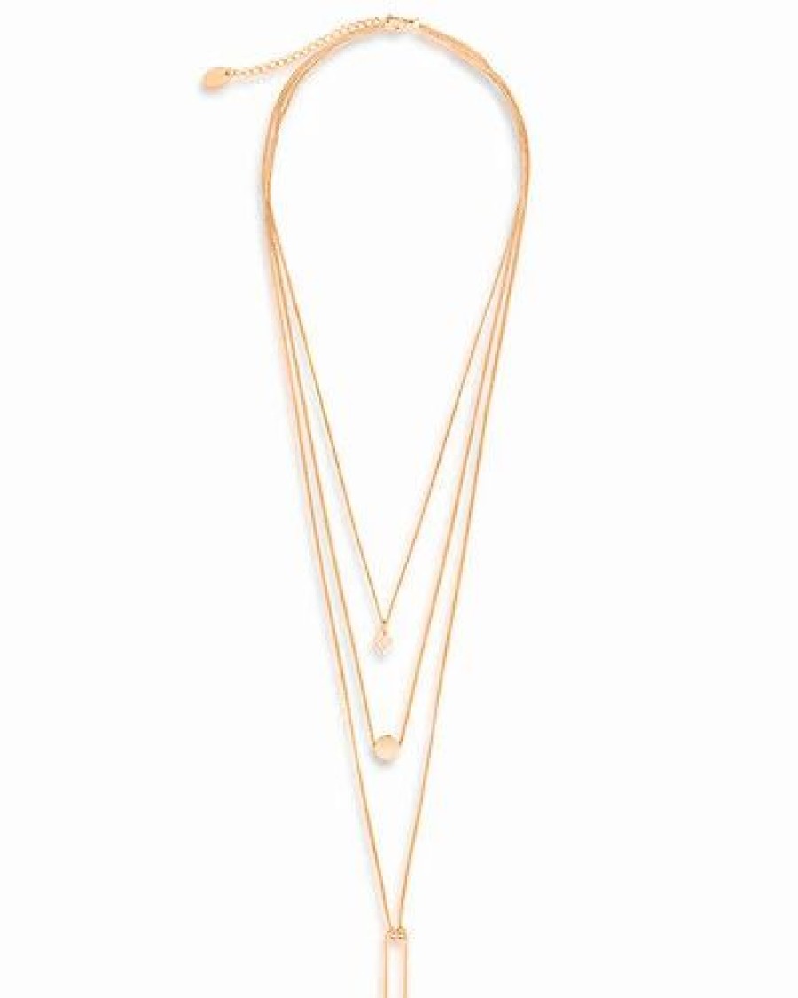 Necklaces * | Sterling Forever 14K Rose Gold Plated Geometric Multi Layer Necklace Women