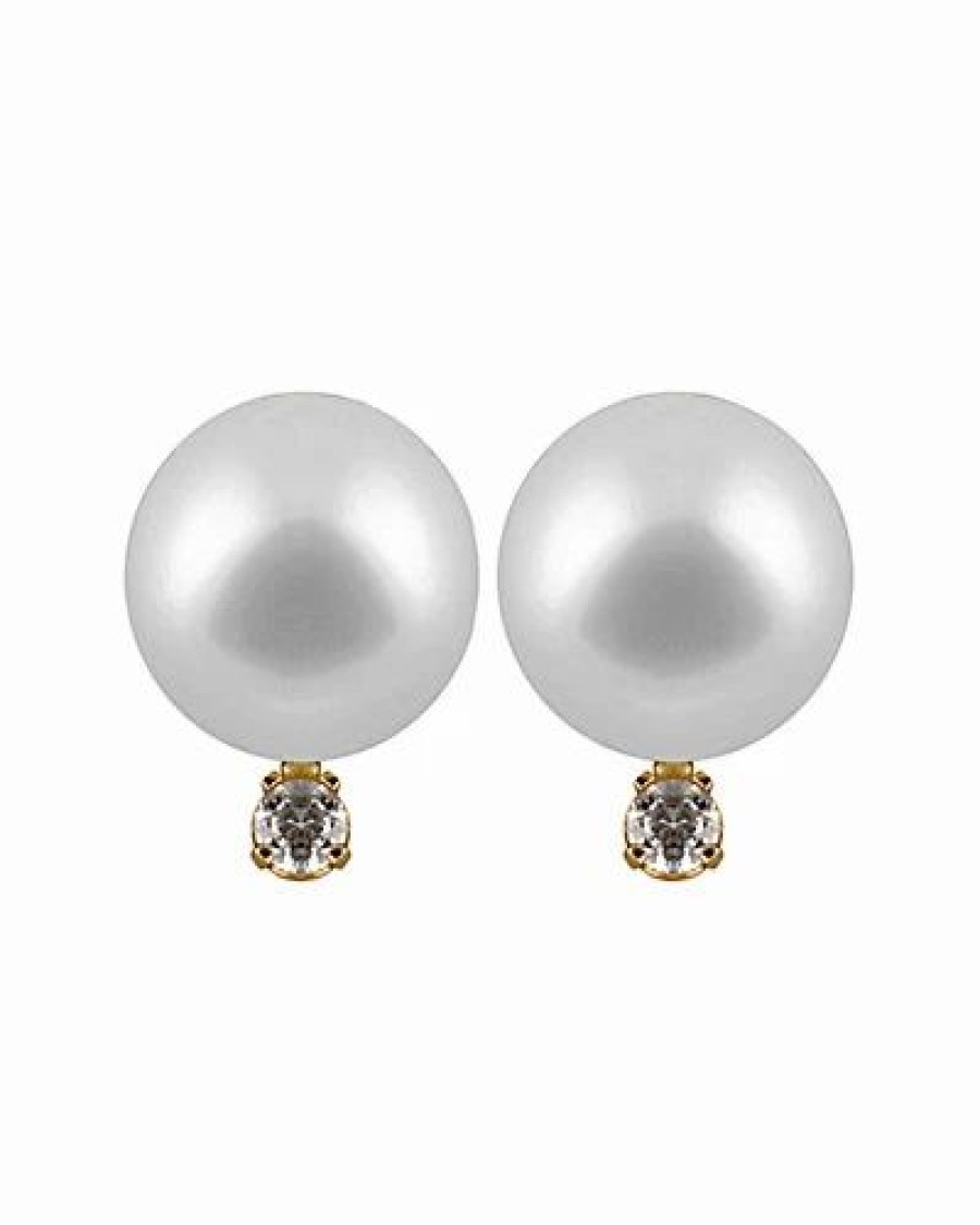 Earrings * | Splendid Pearls 14K Diamond & 5-5.5Mm Akoya Pearl Earrings Women