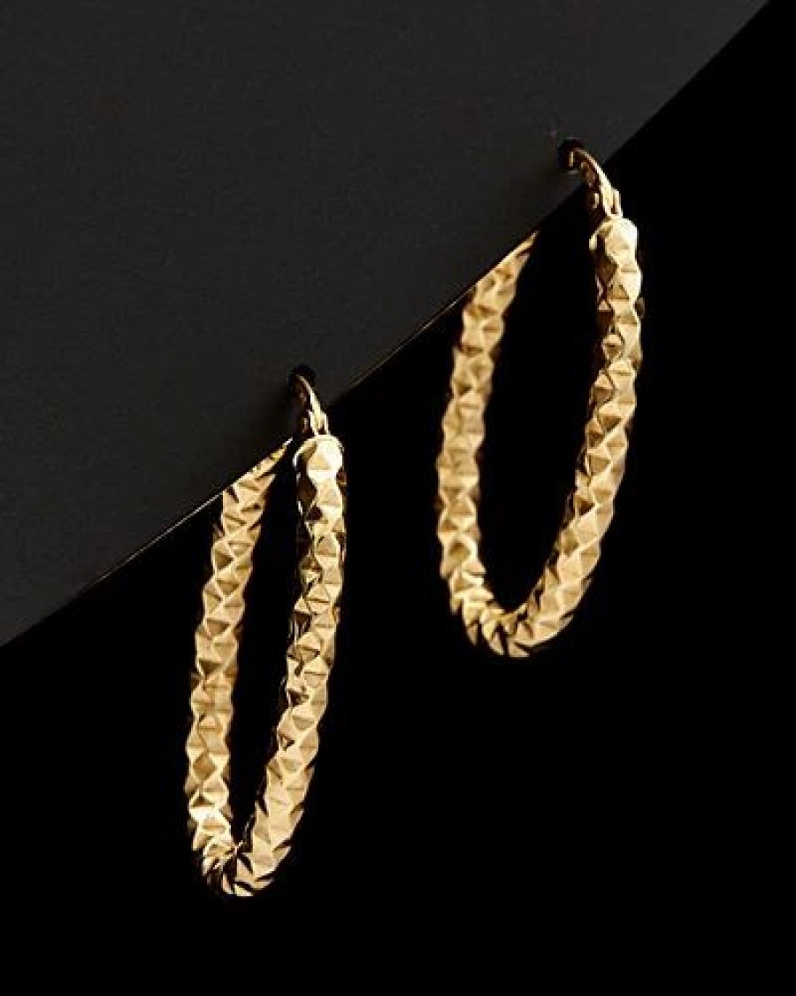 Earrings * | 14K Italian Gold Oval Hoops Women