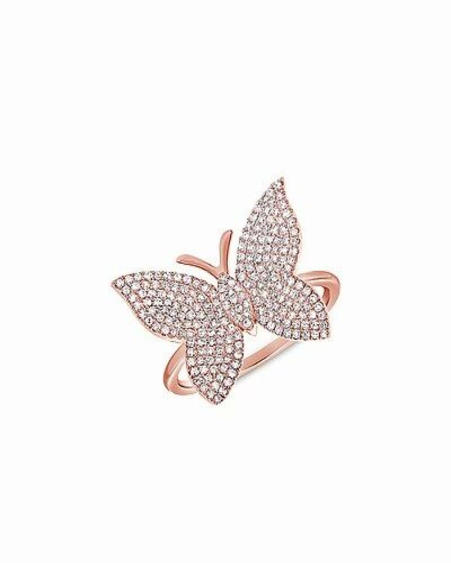 Rings * | Sabrina Designs 14K Rose Gold 0.52 Ct. Tw. Diamond Butterfly Ring Women