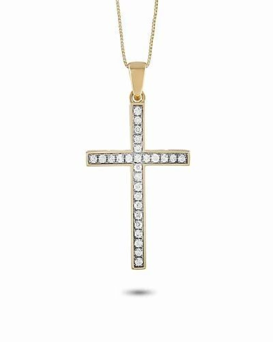 Necklaces * | Diamond Select Cuts 14K 0.24 Ct. Tw. Diamond Cross Pendant Necklace Women