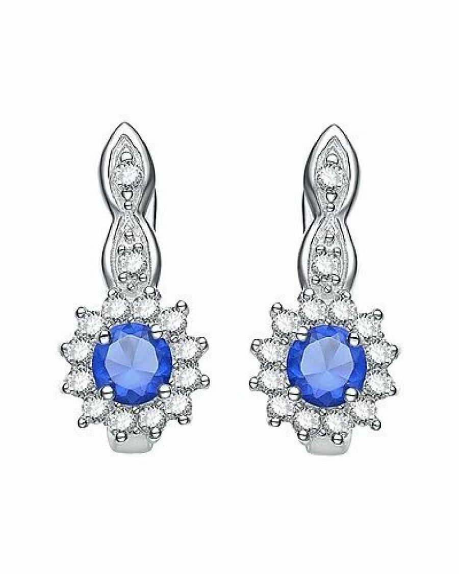 Earrings * | Genevive Silver Cz Hoops Women