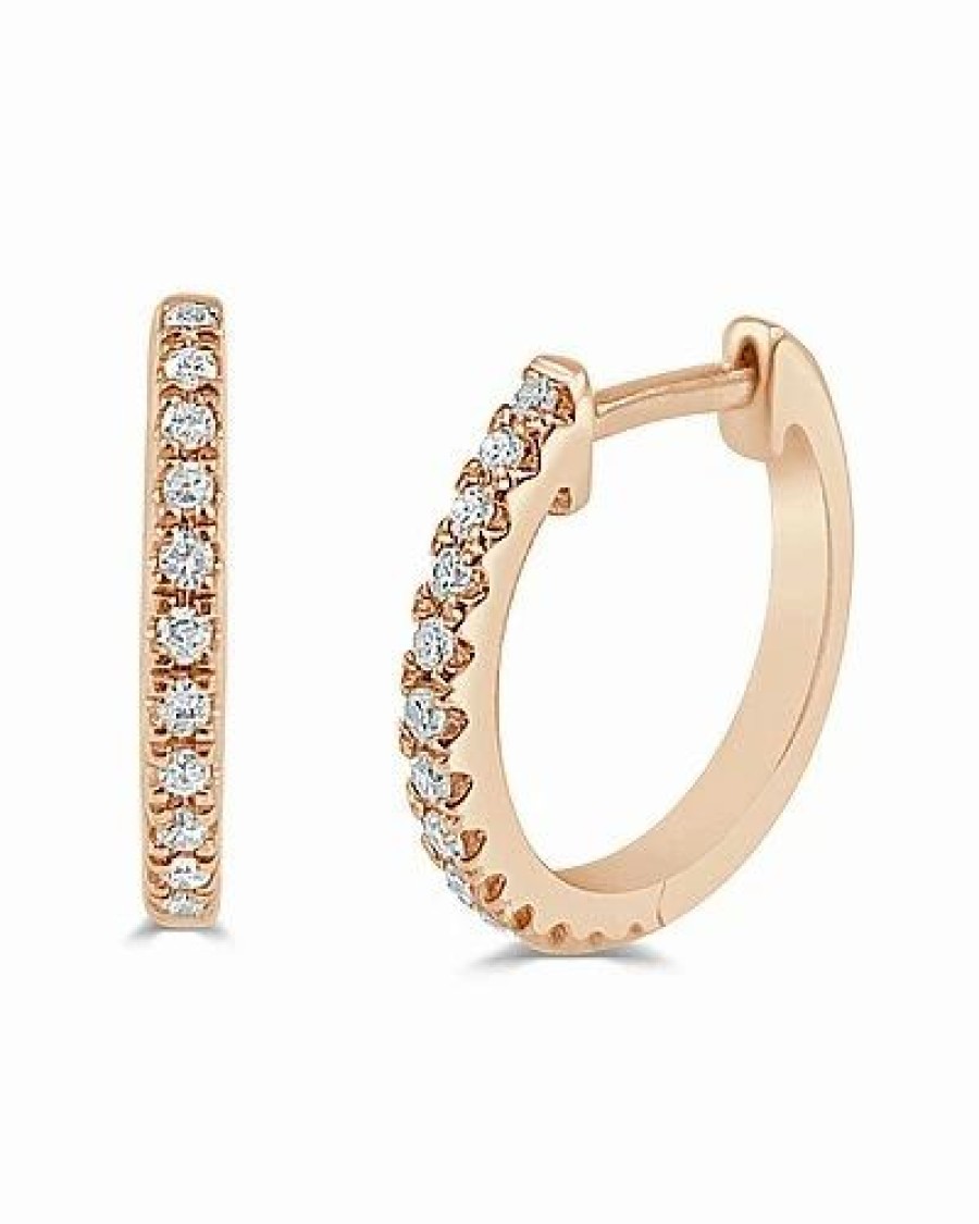 Earrings * | Sabrina Designs 14K 0.10 Ct. Tw. Diamond Huggie Earrings Women