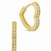 Earrings * | Sterling Forever 14K Over Silver Cz Heart Micro Hoops Women