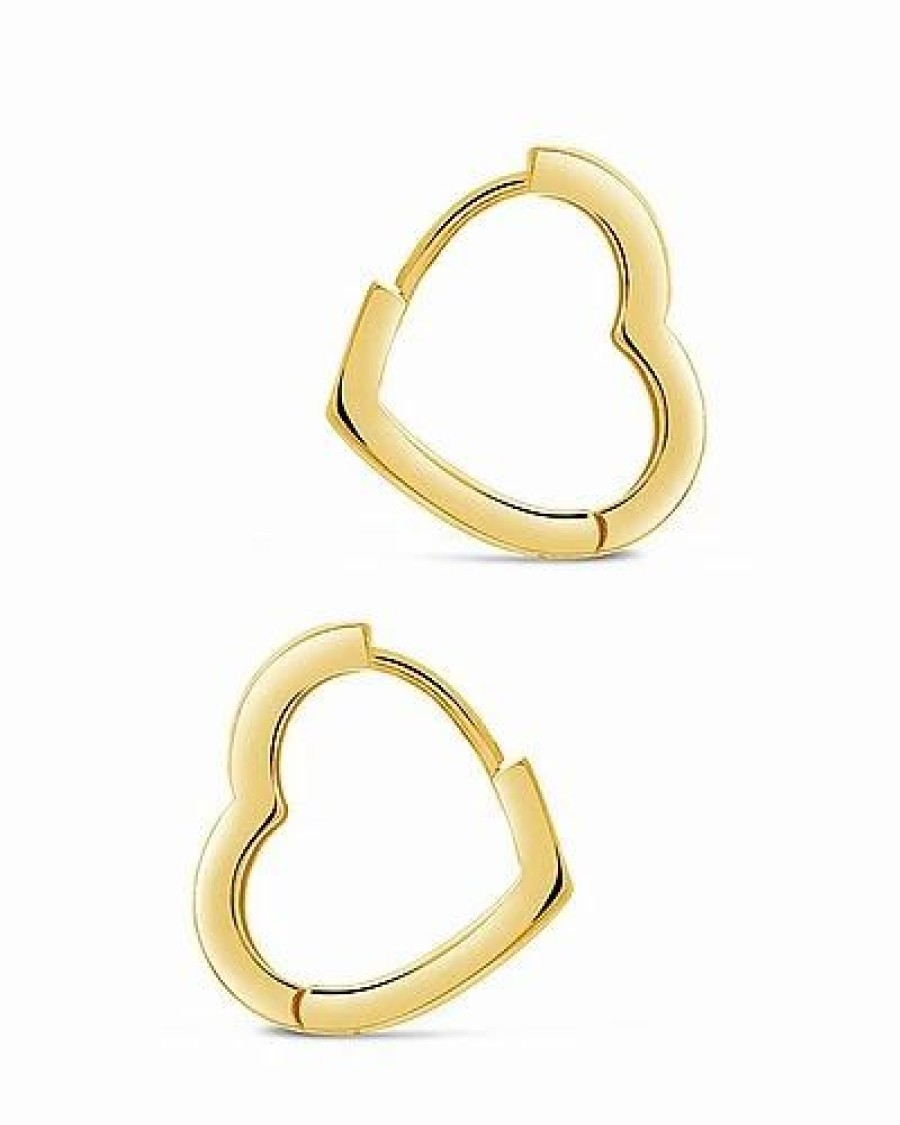 Earrings * | Sterling Forever 14K Over Silver Cz Heart Micro Hoops Women