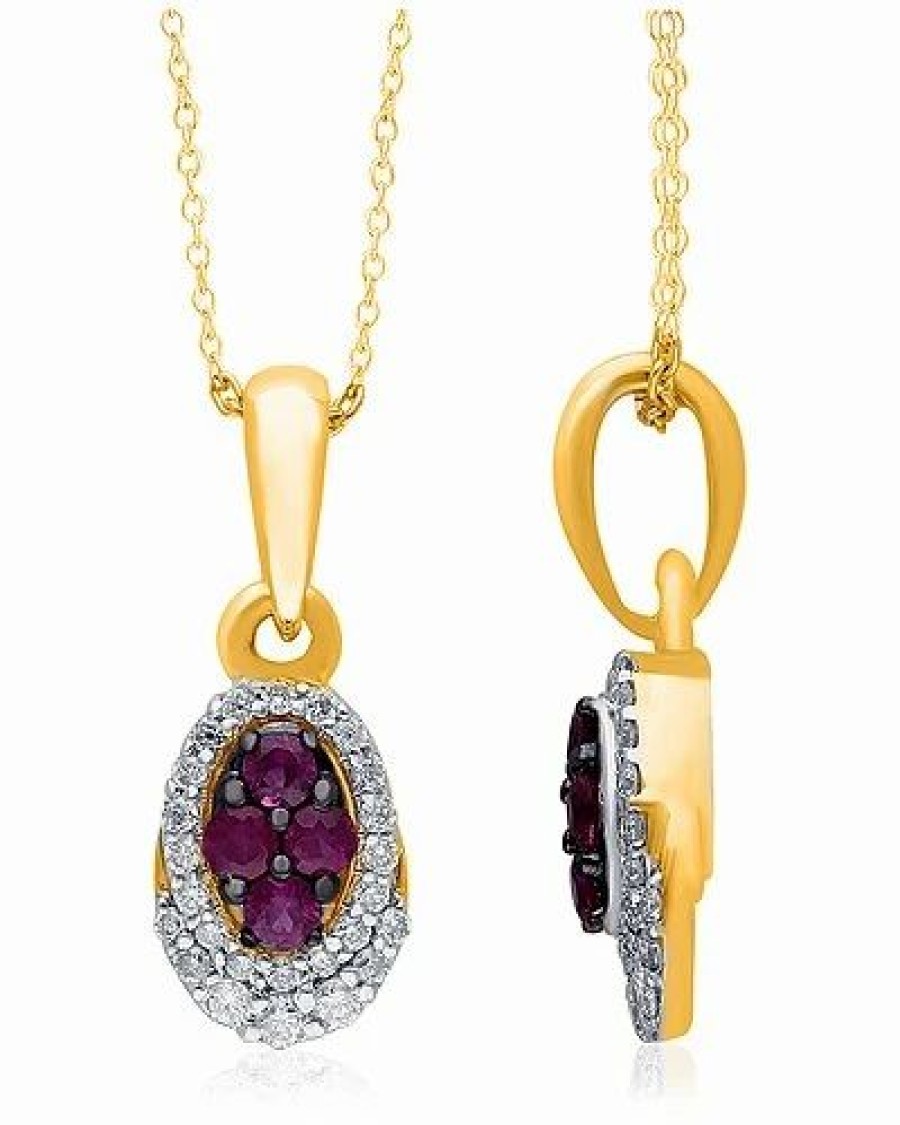 Necklaces * | Kallati 14K 0.25 Ct. Tw. Diamond & Ruby Necklace Women