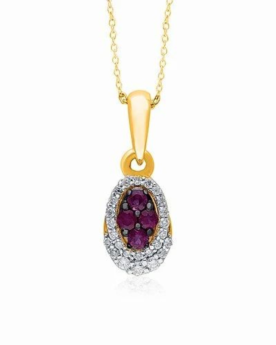 Necklaces * | Kallati 14K 0.25 Ct. Tw. Diamond & Ruby Necklace Women