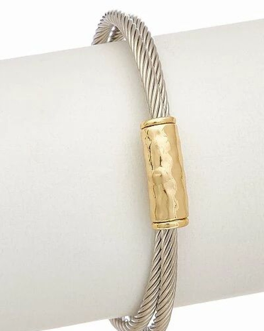 Bracelets * | Juvell 18K Two-Tone Plated Twisted Cable Cuff Women