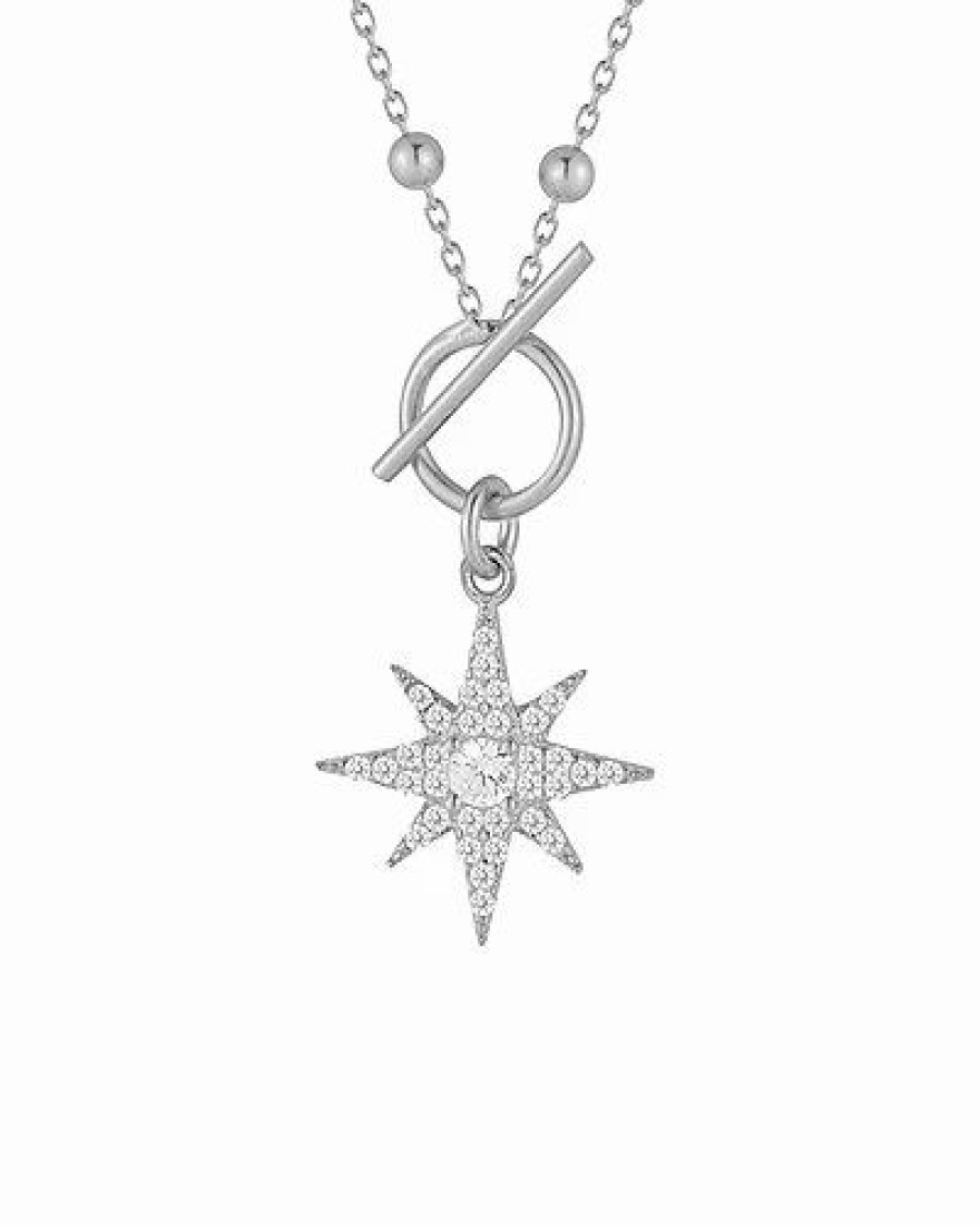 Necklaces * | Glaze Jewelry Rhodium Plated Cz Starburst Necklace Women