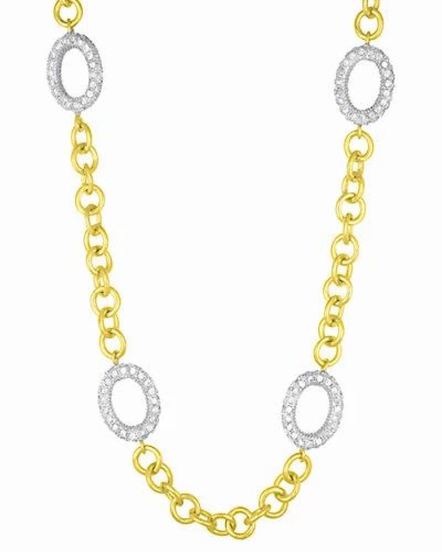 Necklaces * | Genevive 14K Over Silver Cz Necklace Women