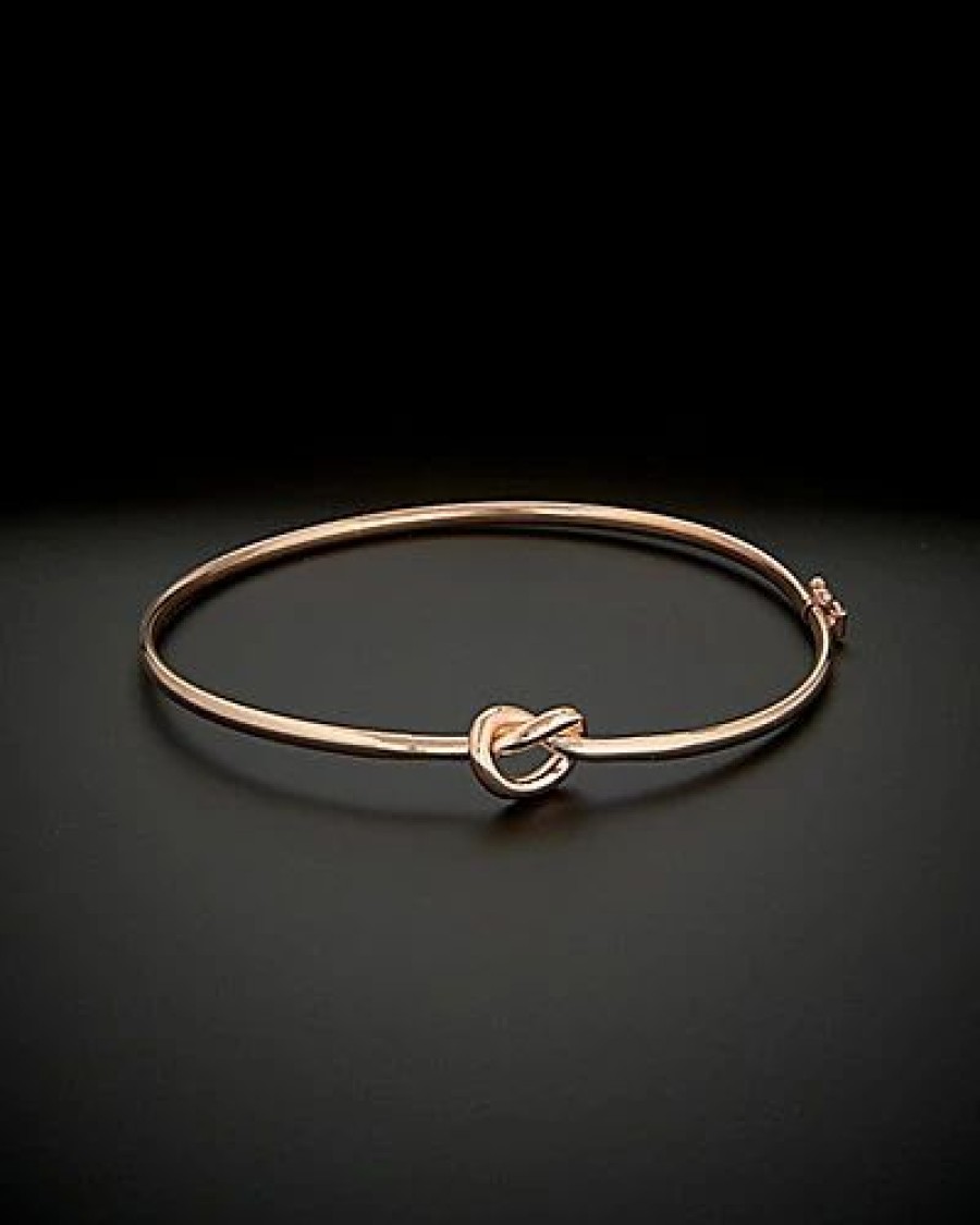 Bracelets * | Italian Gold 14K Italian Rose Gold Love Knot Bangle Women