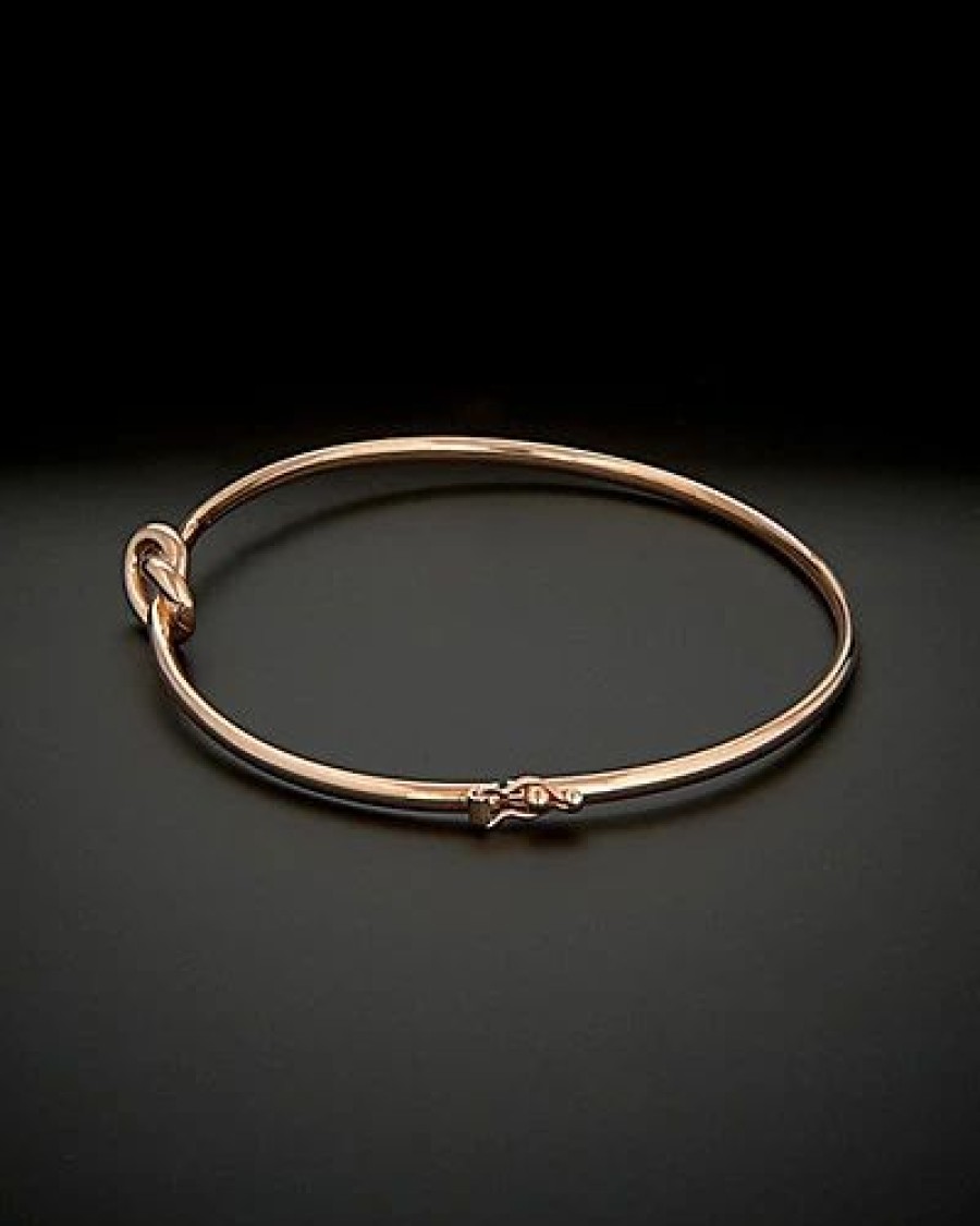 Bracelets * | Italian Gold 14K Italian Rose Gold Love Knot Bangle Women