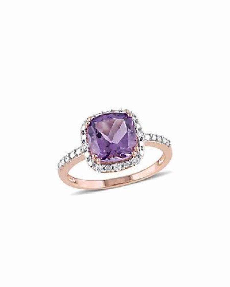 Rings * | Rina Limor 10K Rose Gold 1.85 Ct. Tw. Diamond & Amethyst Ring Women