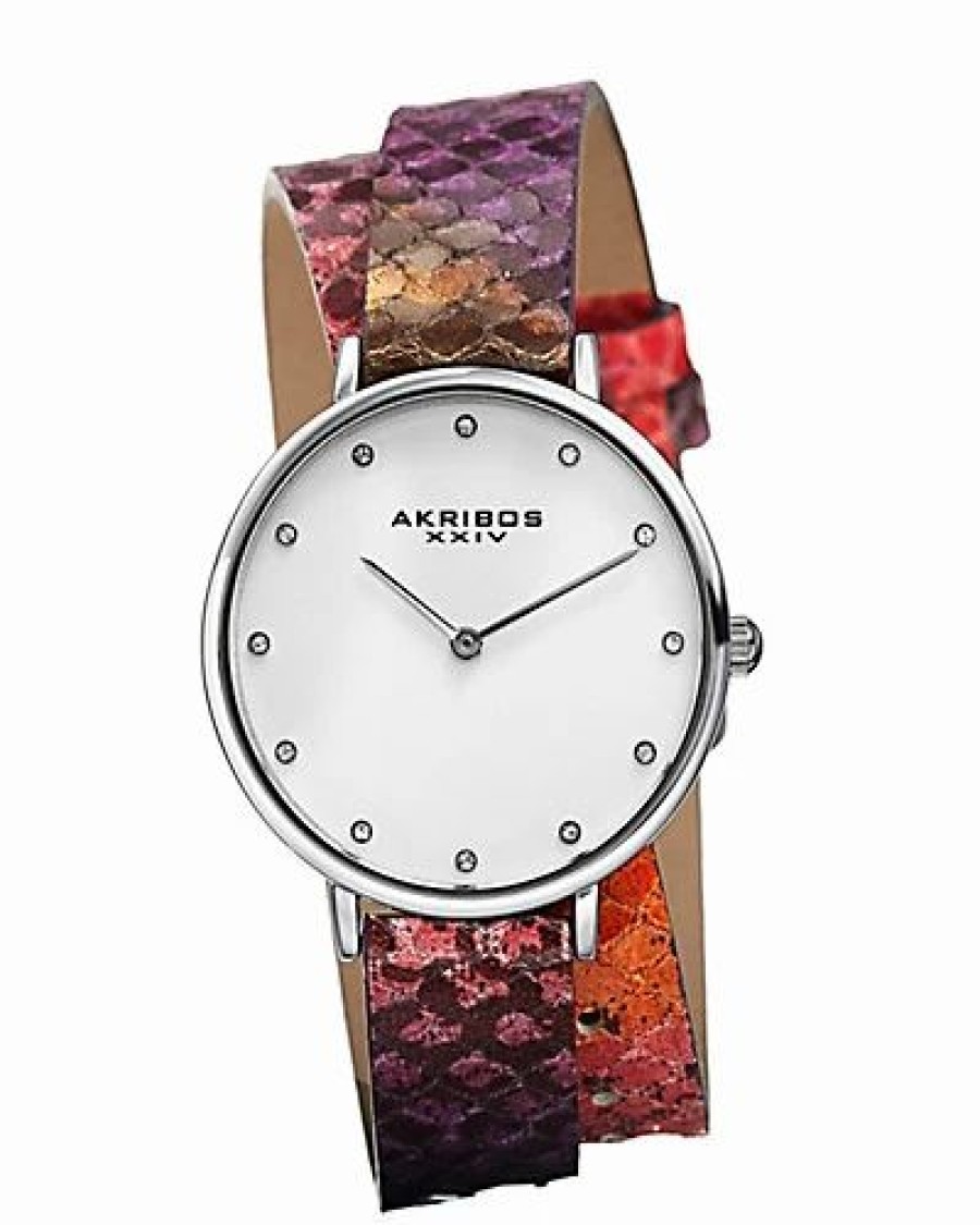 Watches * | Akribos Xxiv Women'S Genuine Leather Watch