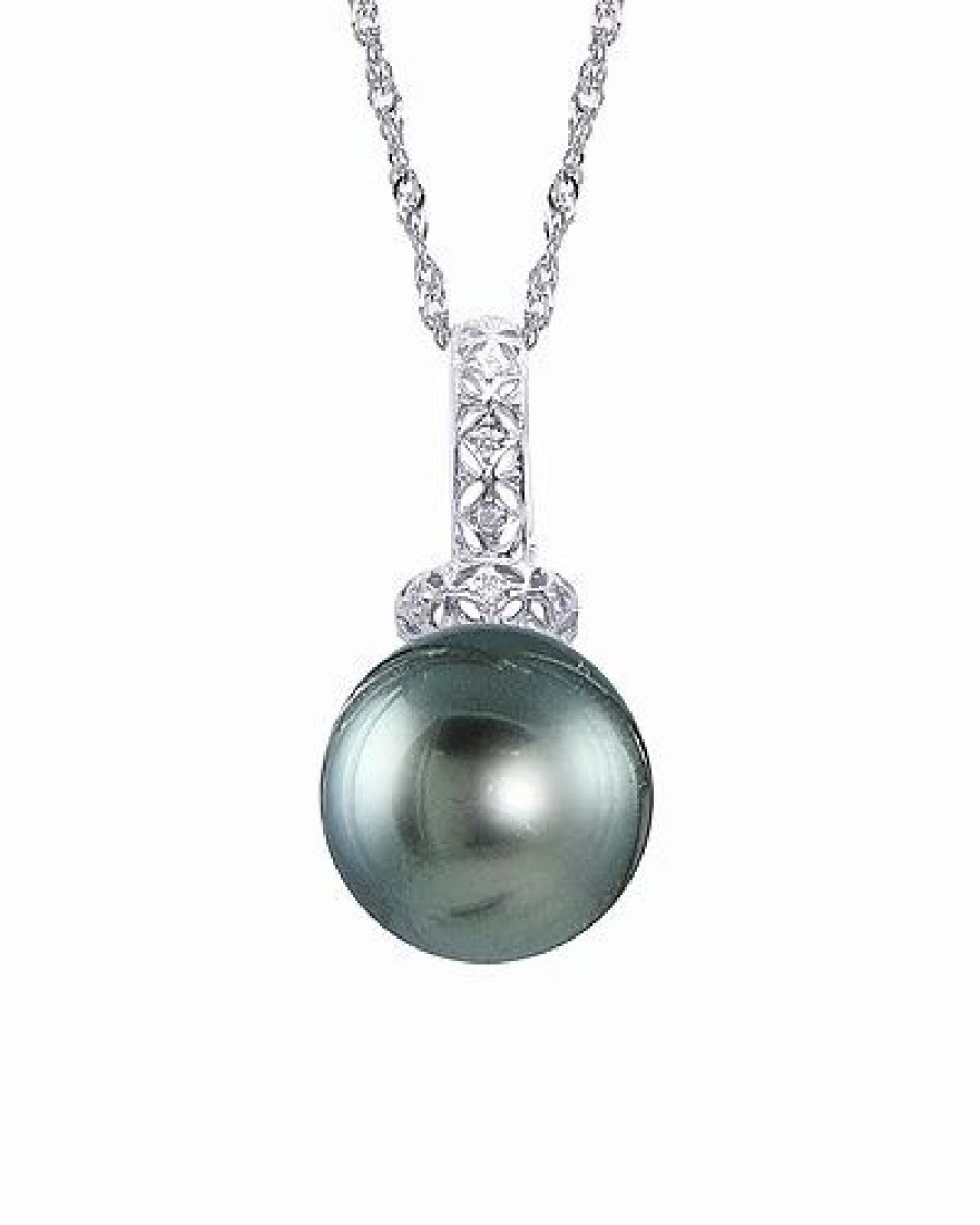 Necklaces * | Pearls 14K Diamond 1In Pearl Pendant Necklace Women